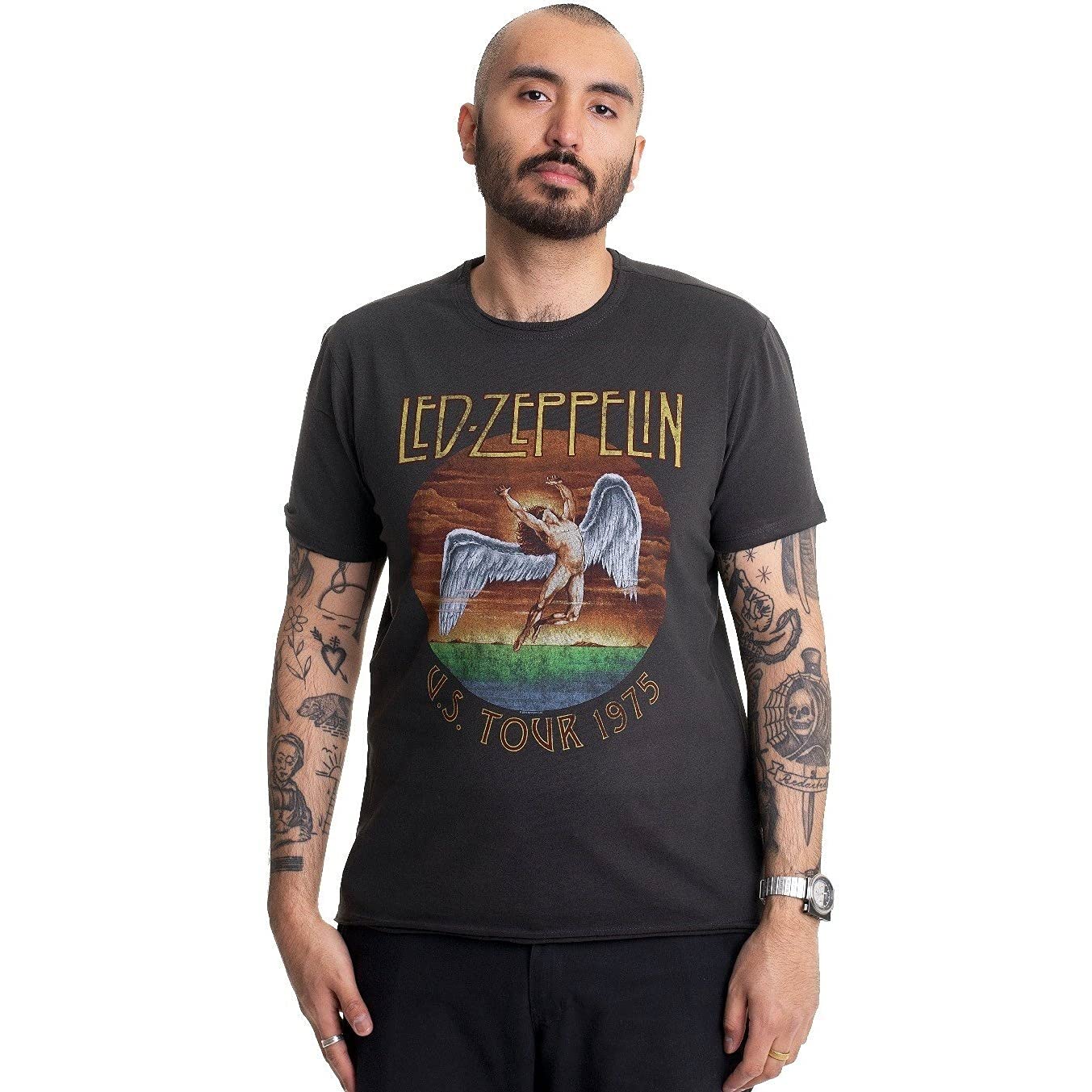 amplified-led-zeppelin-tour-75-t-shirt-l-charcoal image 2