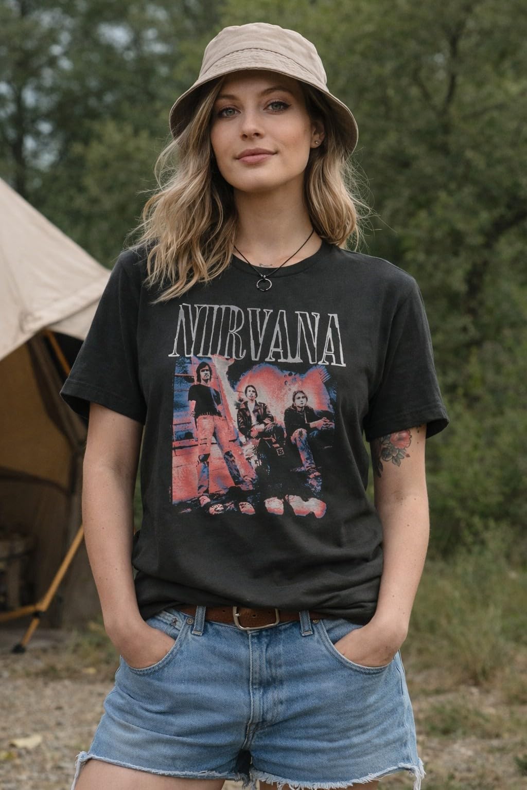 amplified-nirvana-distressed-band-photo-t-shirt-l-dunkelgrau image 3