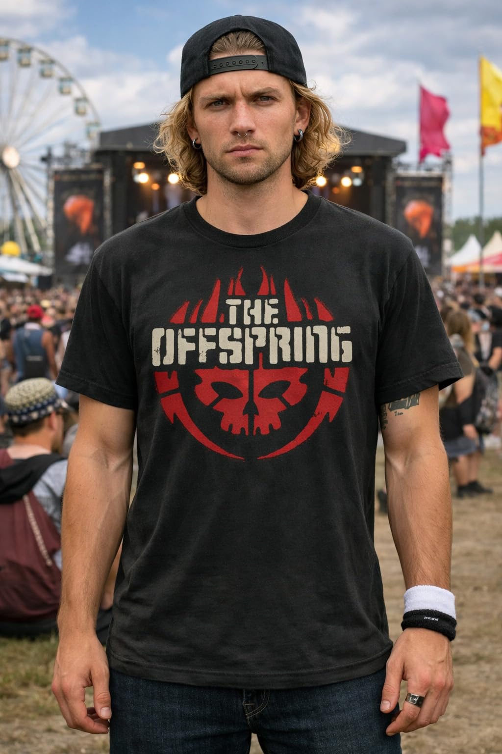 amplified-the-offspring-skull-logo-band-t-shirt-m-grau image 2