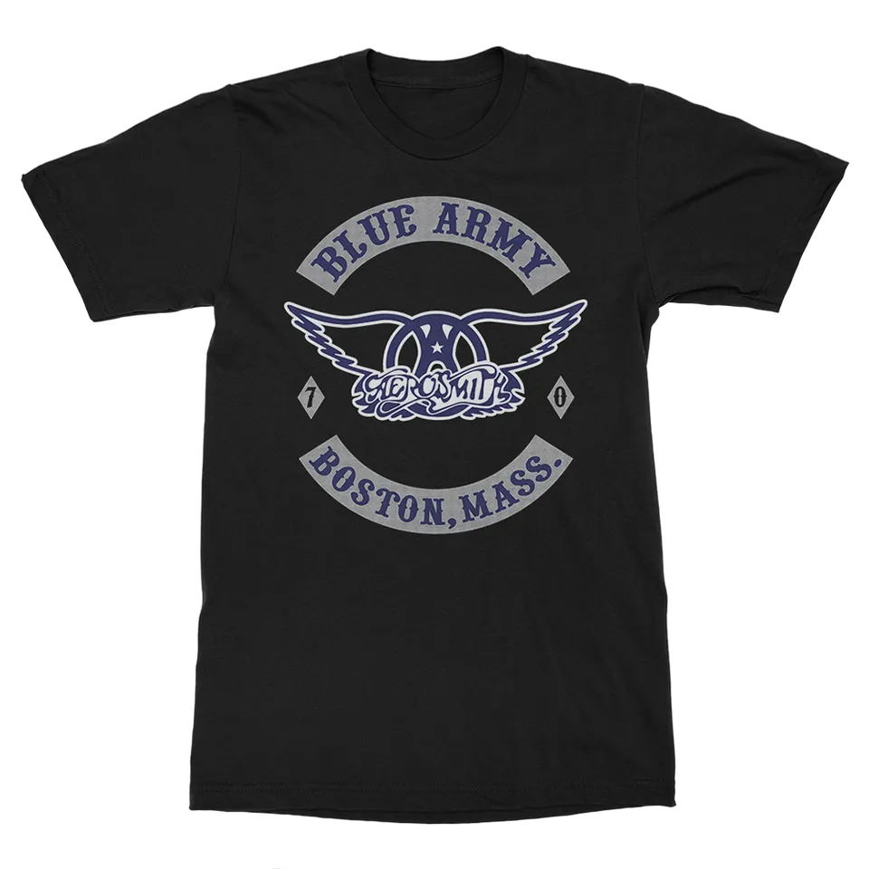 aerosmith-apparel-blue-army-t-shirt-schwarz-unisex-logo image 1