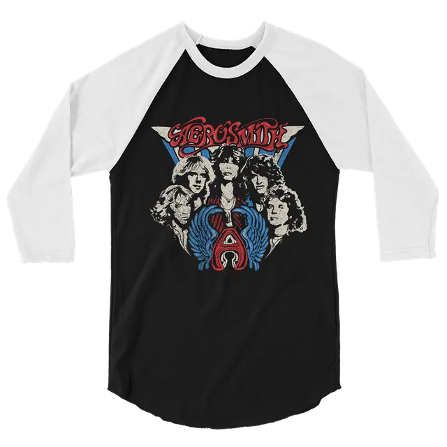 aerosmith-band-raglan-unisex-schwarz-wei-foto-print image 1