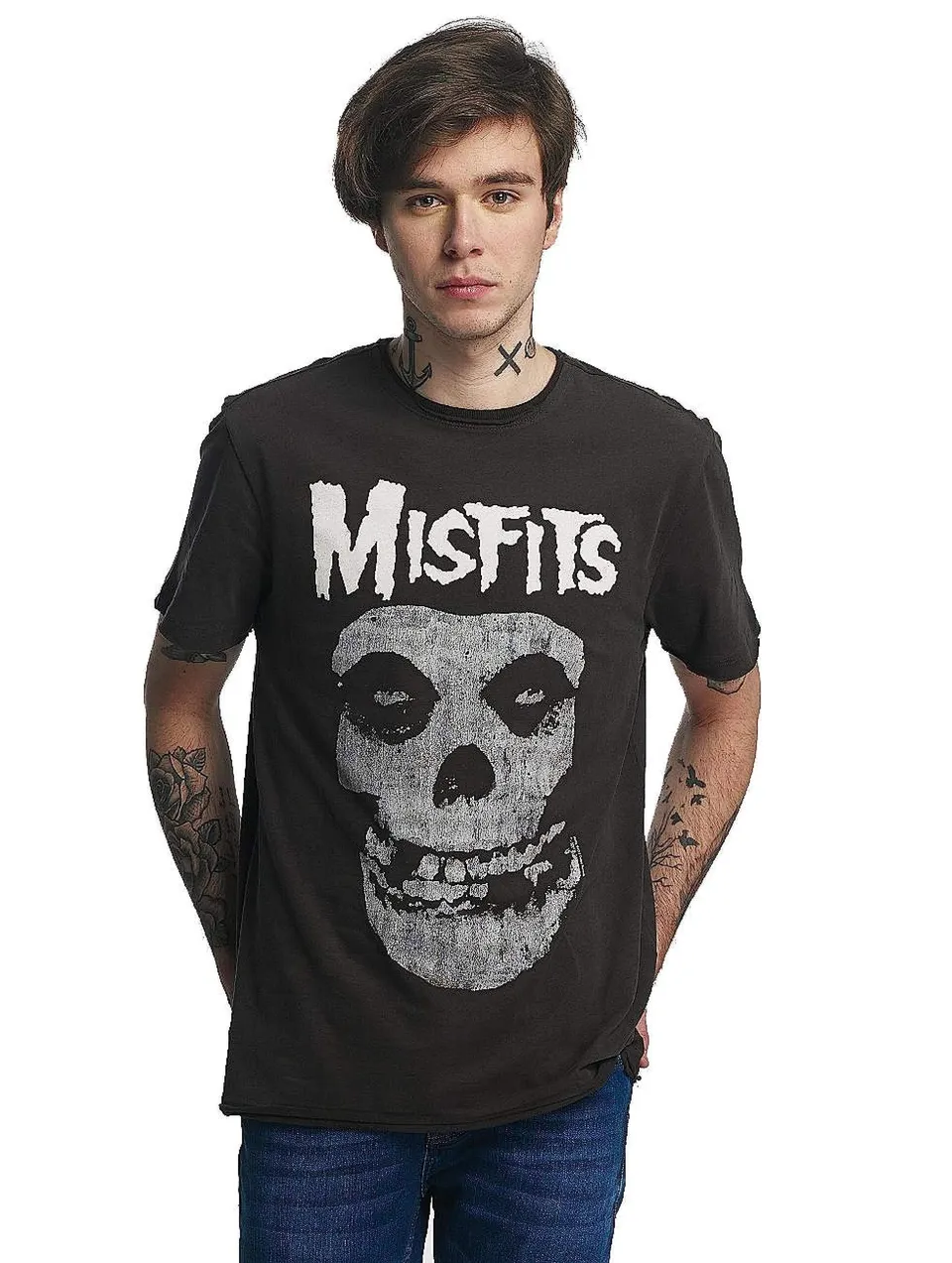 amplified-misfits-skull-band-t-shirt-unisex-dunkelgrau-m image 1