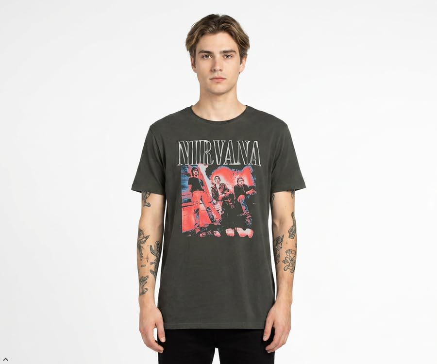 amplified-nirvana-distressed-band-photo-t-shirt-l-dunkelgrau image 5