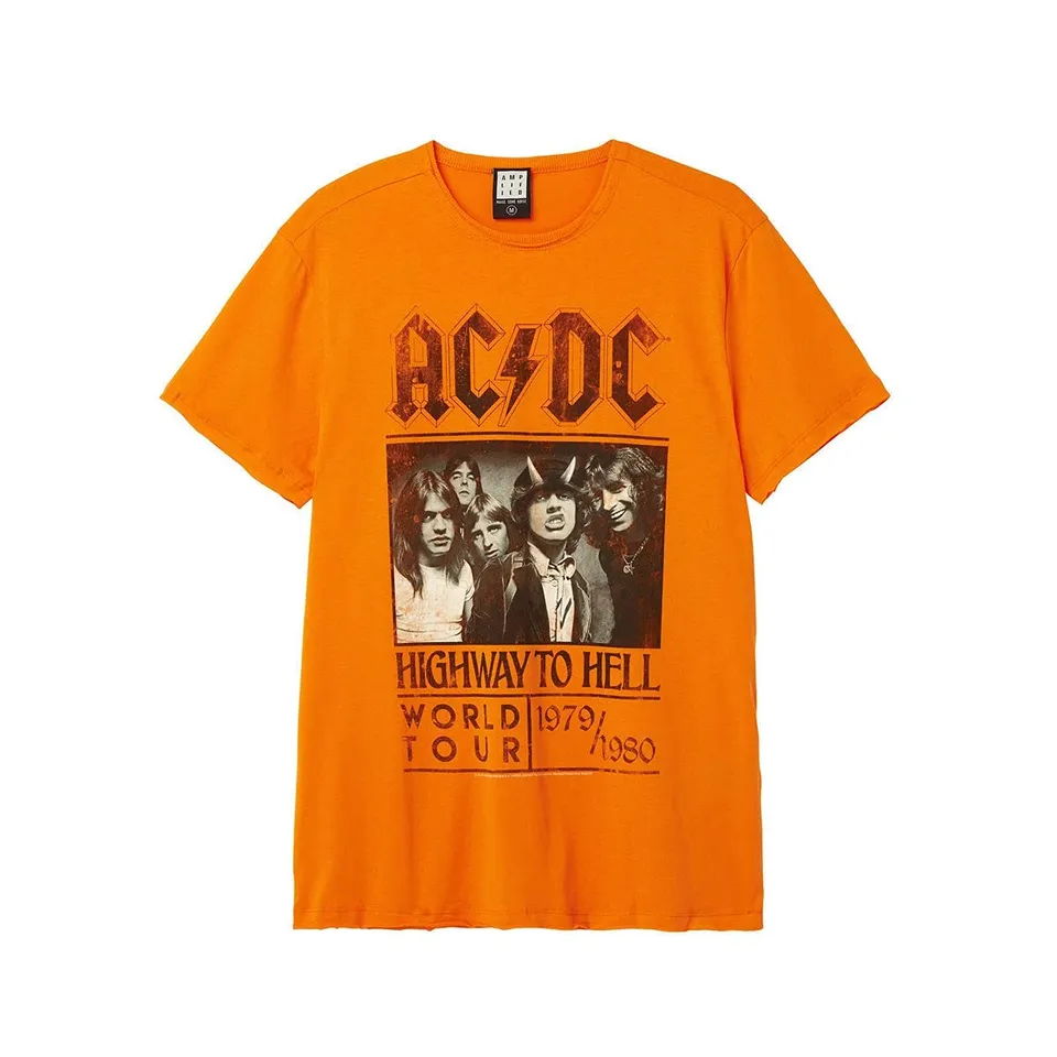 amplified-ac-dc-highway-to-hell-t-shirt-orange-unisex image 1