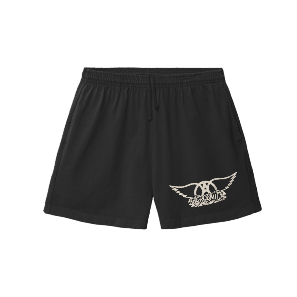 aerosmith-wings-logo-shorts-schwarz-kurze-hose-wei-es-logo image 1