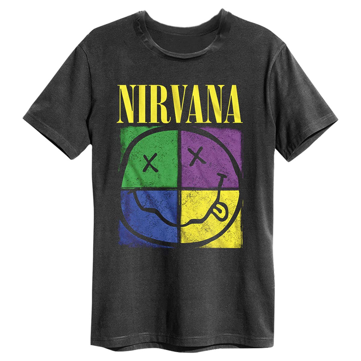 amplified-nirvana-four-square-smiley-t-shirt-charcoal image 2