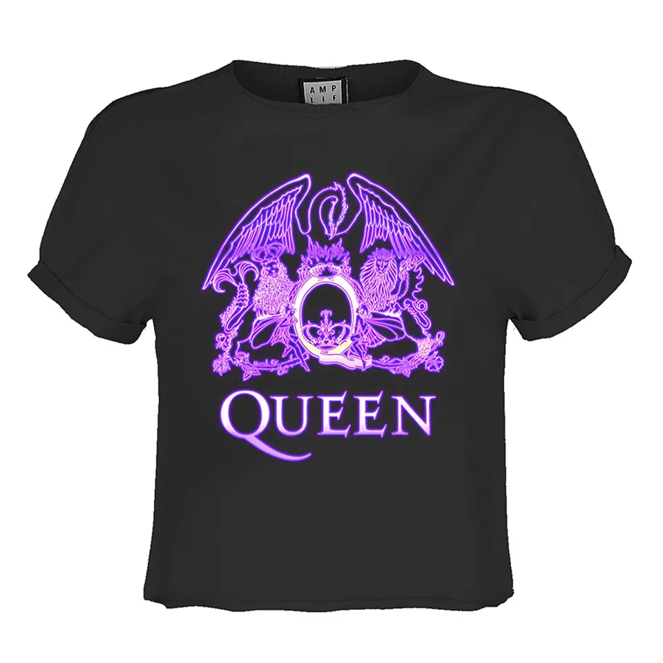 amplified-queen-neon-sign-crop-top-charcoal-s image 1