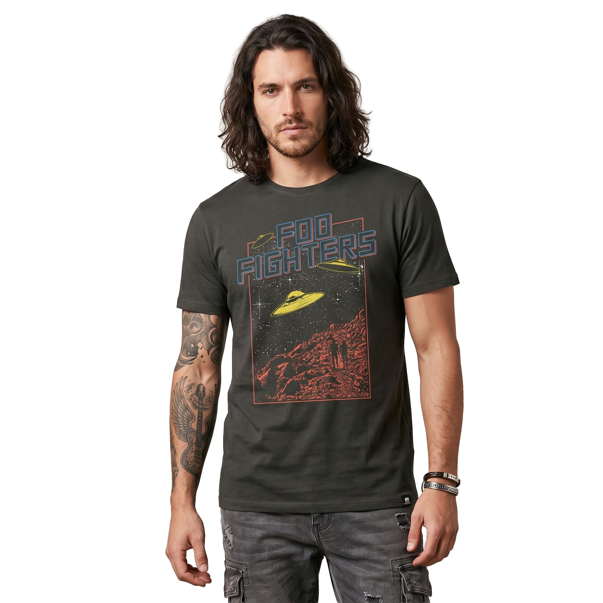 amplified-foo-fighters-flying-saucers-t-shirt-l-grau image 2