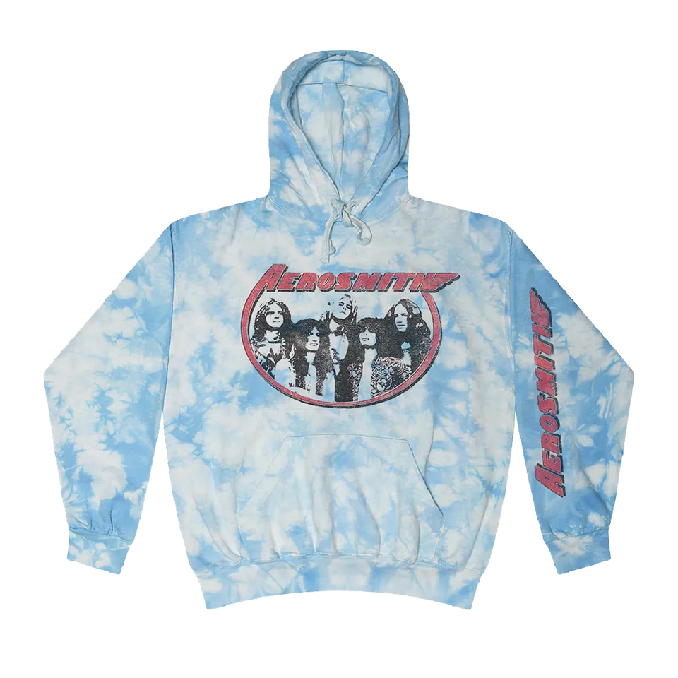 aerosmith-tie-dye-hoodie-blau-wei-kapuzenpulli-unisex image 1