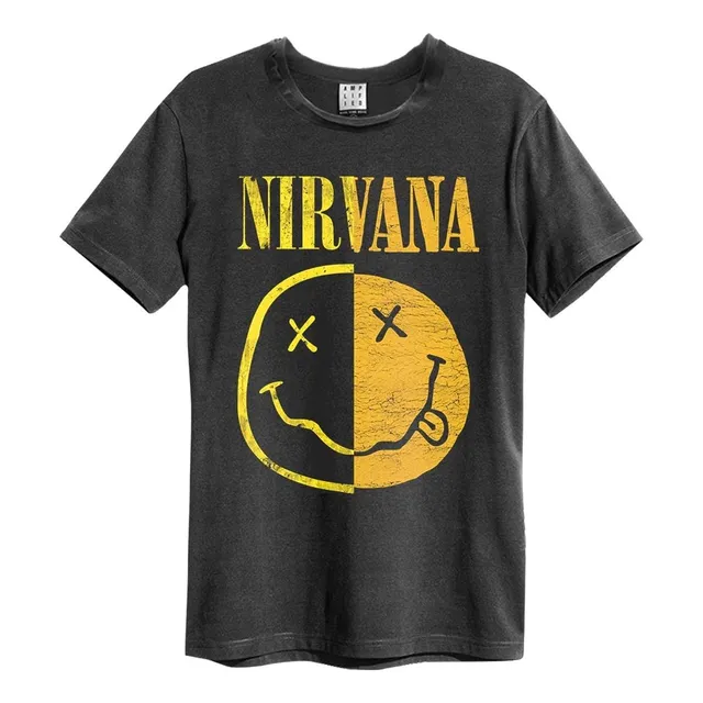 amplified-nirvana-spliced-logo-t-shirt-grau-charcoal-cc-groesse-l image 1