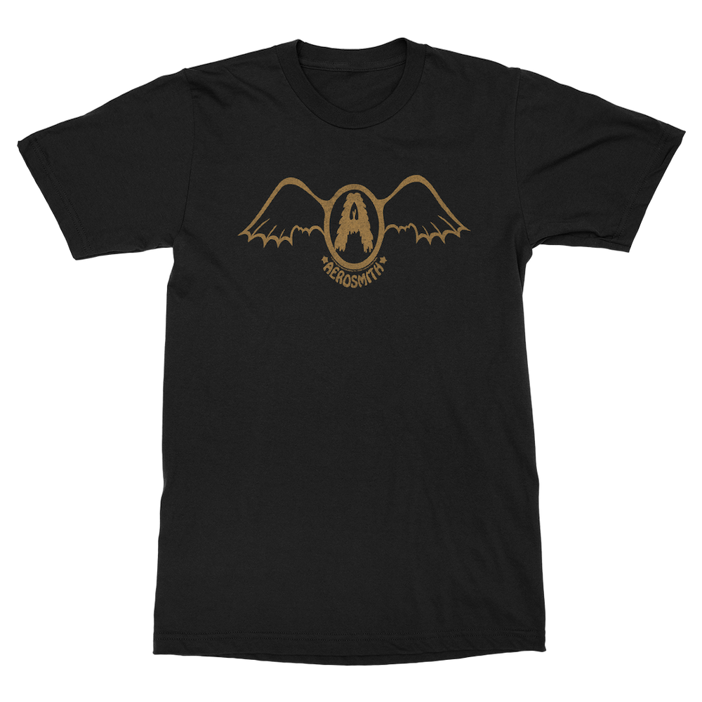 aerosmith-yellow-batwing-t-shirt-schwarz-unisex-logo image 1