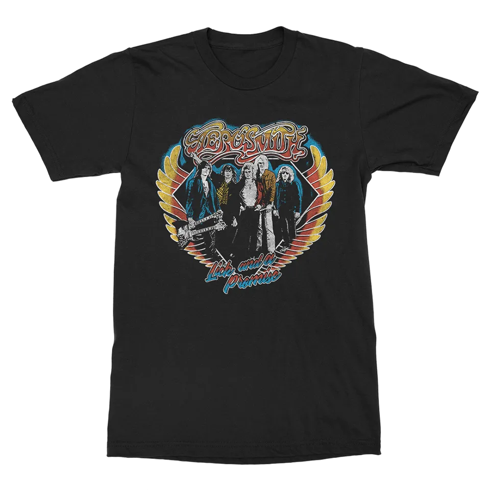 aerosmith-lick-and-a-promise-t-shirt-schwarz-baumwolle image 1