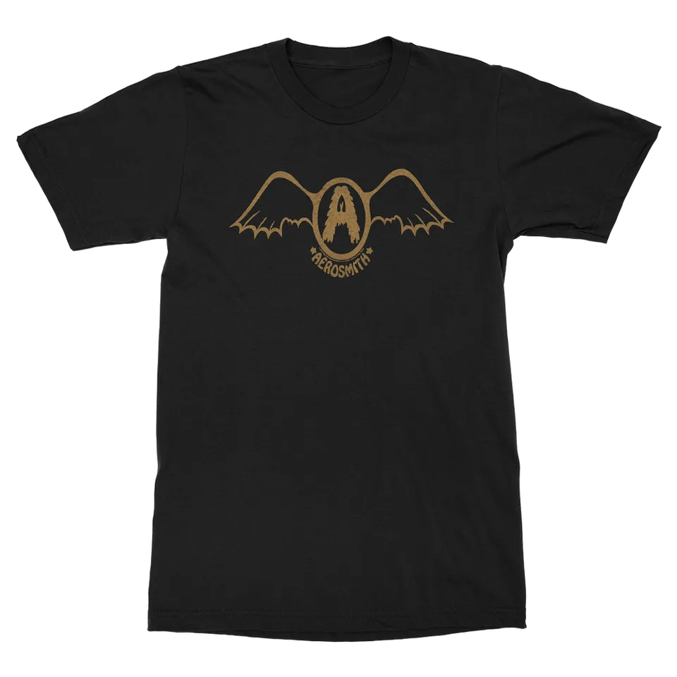 aerosmith-yellow-batwing-t-shirt-schwarz-unisex-logo image 1