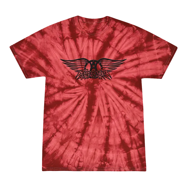 aerosmith-tie-dye-t-shirt-rot-schwarzes-logo-unisex image 1