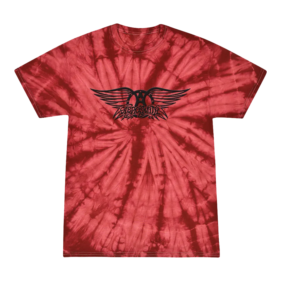 aerosmith-tie-dye-t-shirt-rot-schwarzes-logo-unisex image 1