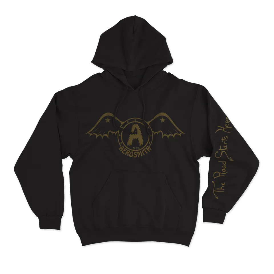 aerosmith-the-road-starts-hear-hoodie-schwarz-unisex image 1