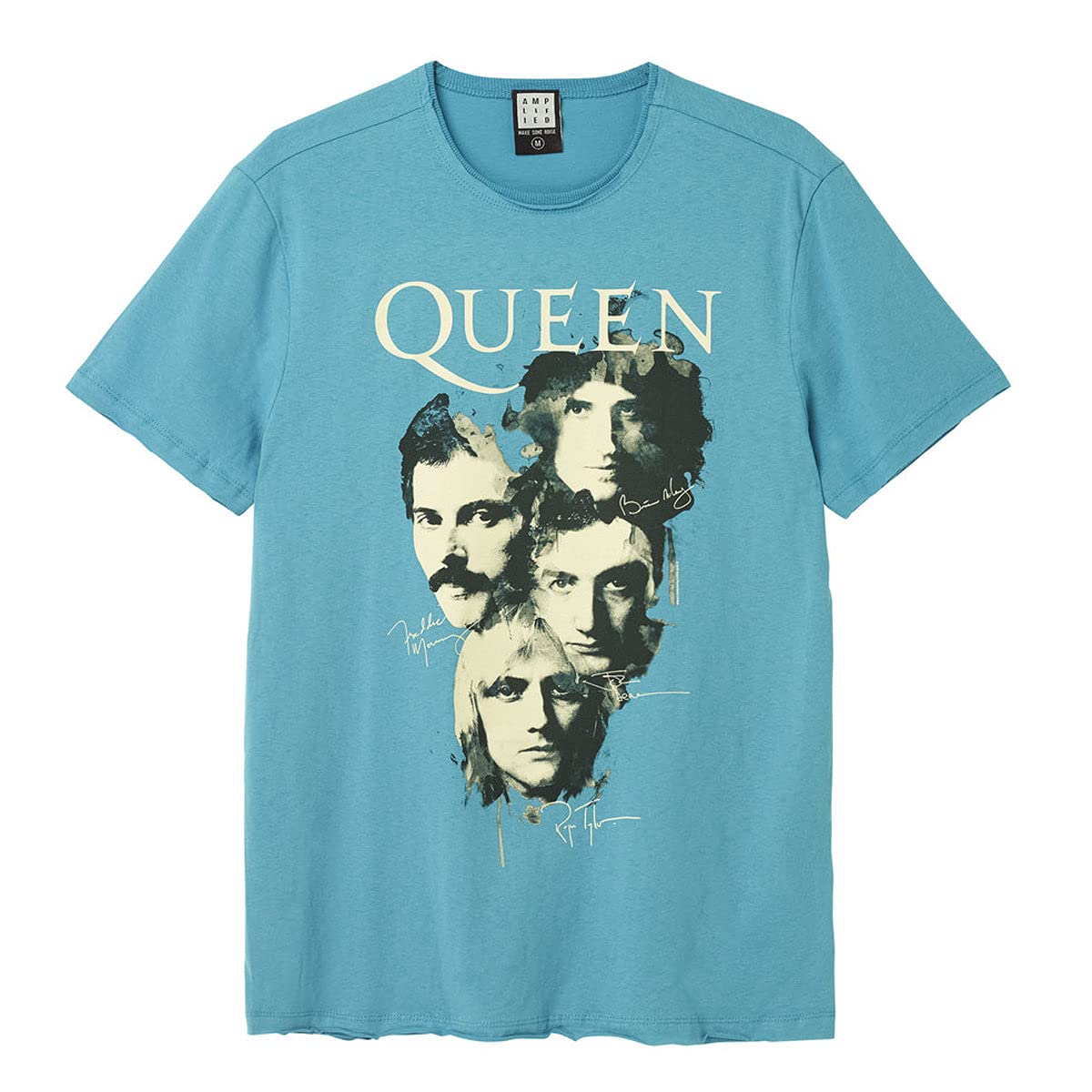 amplified-queen-autographs-band-t-shirt-teal image 1