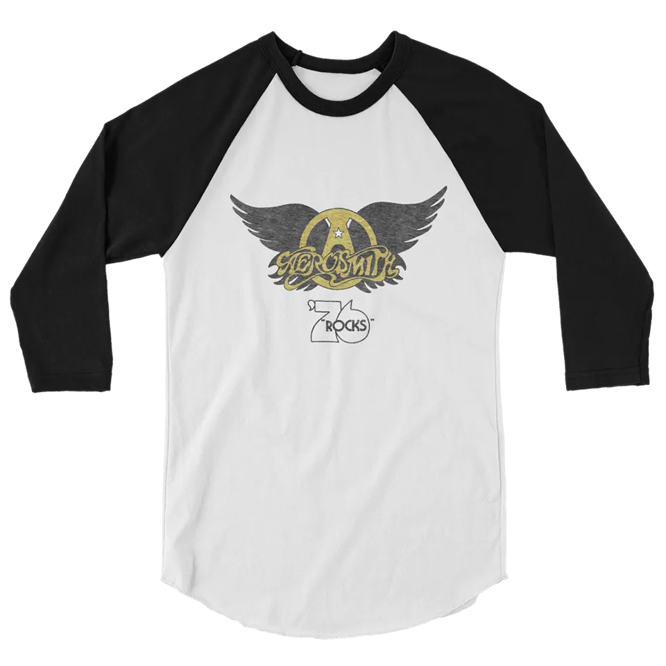 aerosmith-76-rocks-raglan-shirt-baumwolle-schwarz-wei-unisex image 1