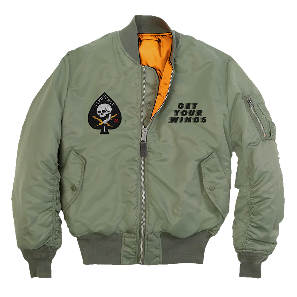 aerosmith-get-your-wings-bomberjacke-oliv-unisex-nylon image 1