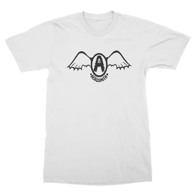 aerosmith-batwing-t-shirt-unisex-wei-mit-schwarzem-logo image 1