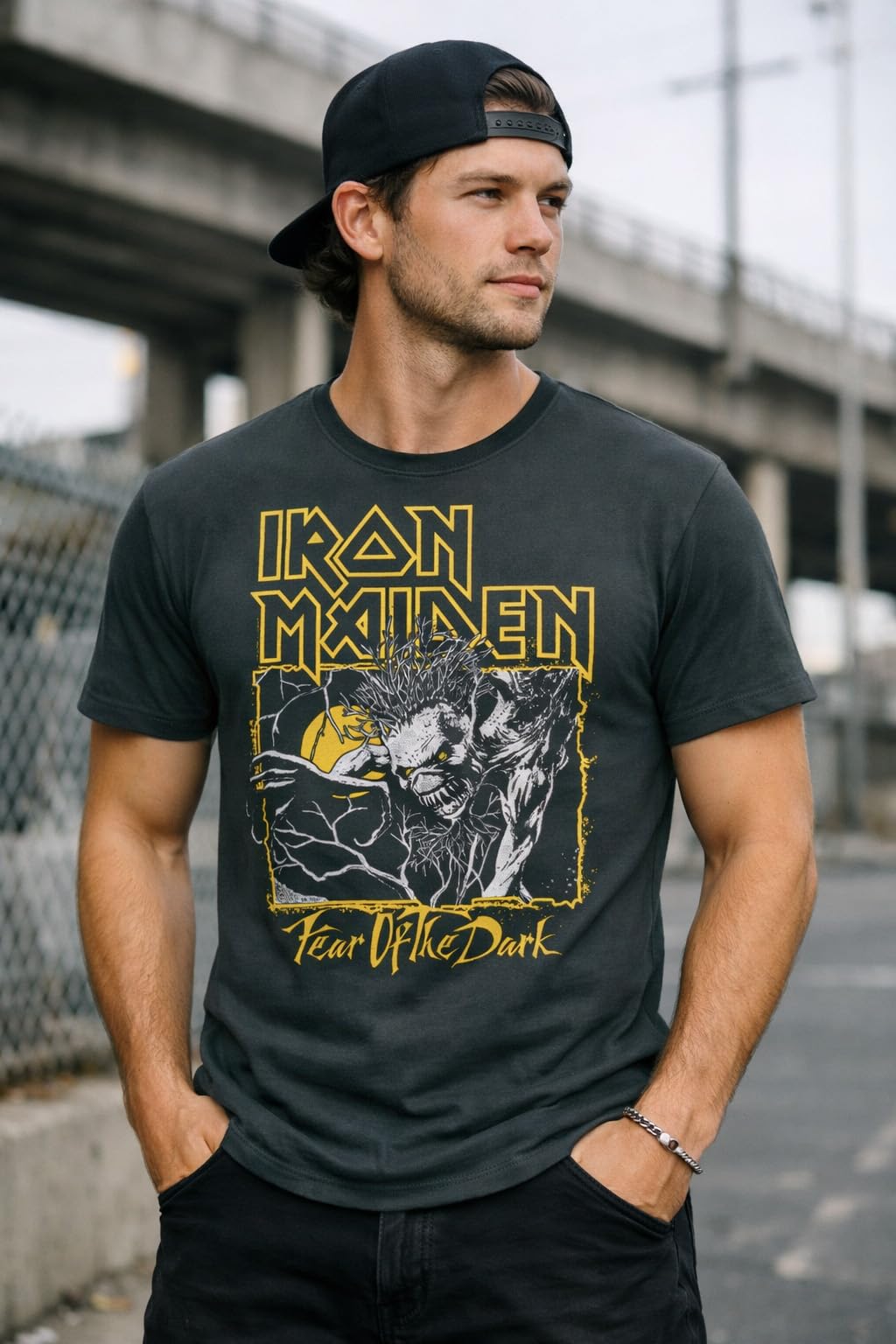 amplified-iron-maiden-yellow-band-t-shirt-xl-charcoal-baumwolle image 2