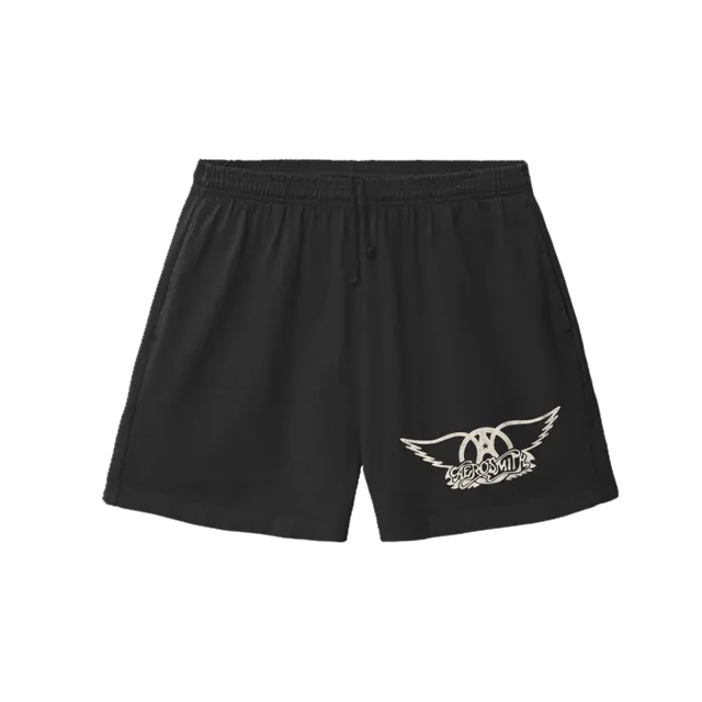 aerosmith-wings-logo-shorts-schwarz-kurze-hose-wei-es-logo image 1
