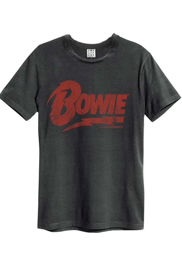 amplified-david-bowie-logo-t-shirt-charcoal-baumwolle image 1