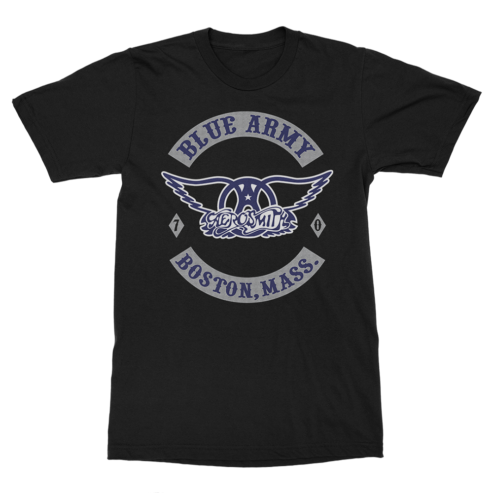 aerosmith-apparel-blue-army-t-shirt-schwarz-unisex-logo image 1