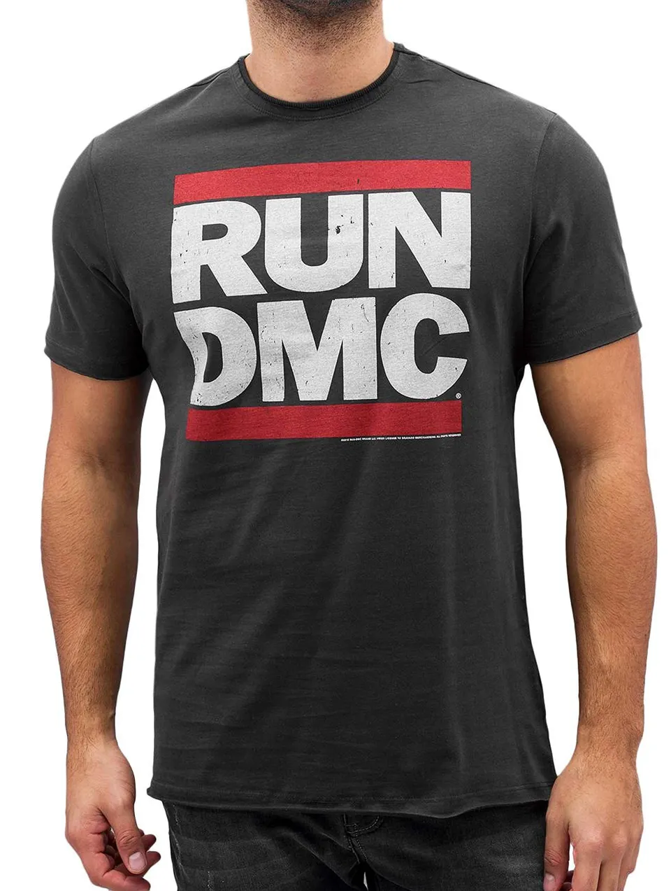 amplified-run-dmc-logo-t-shirt-s-grau-charcoal image 1