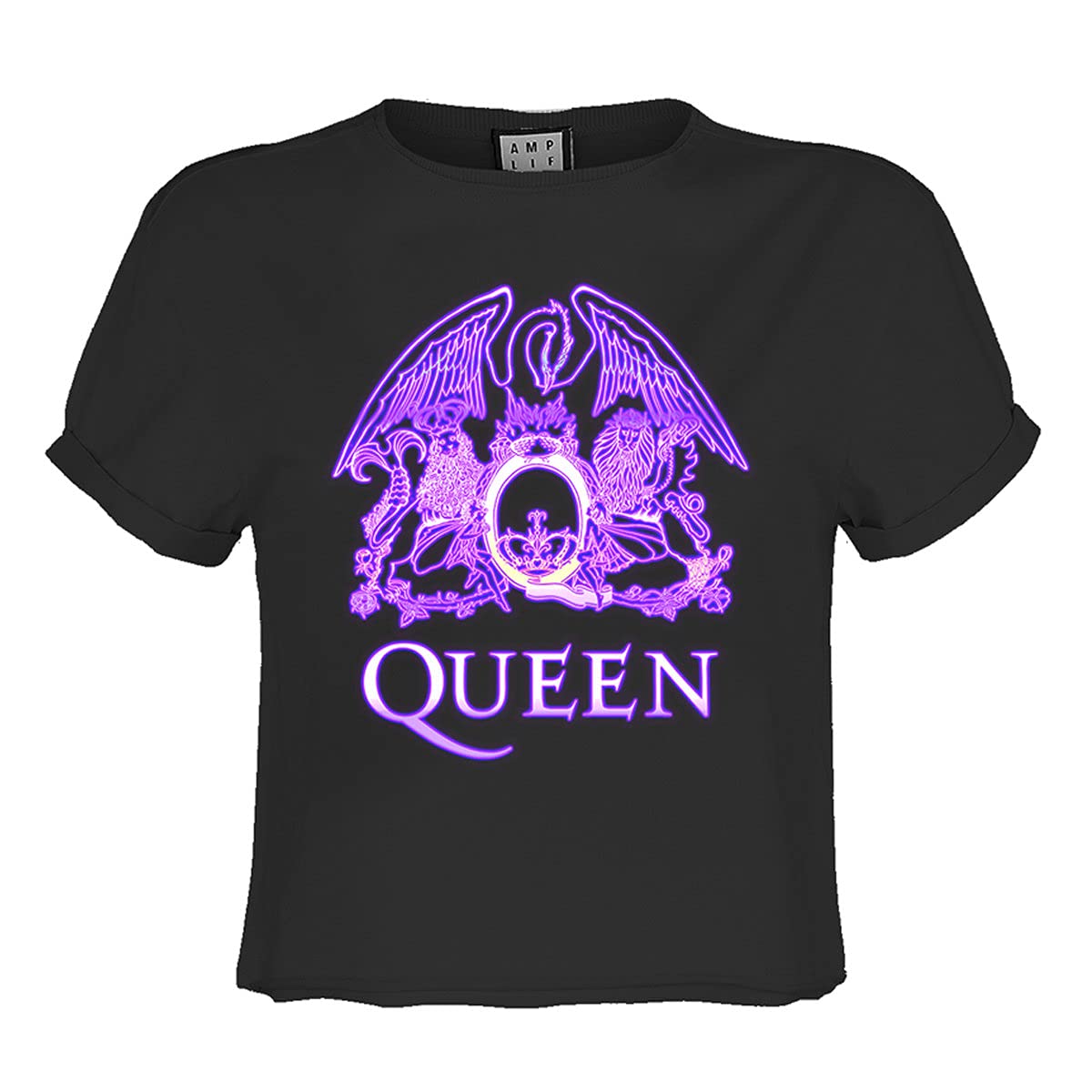amplified-queen-neon-sign-crop-top-charcoal-s image 1