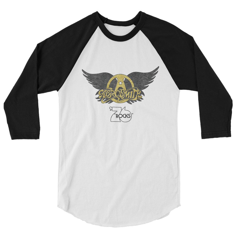 aerosmith-76-rocks-raglan-shirt-baumwolle-schwarz-wei-unisex image 1