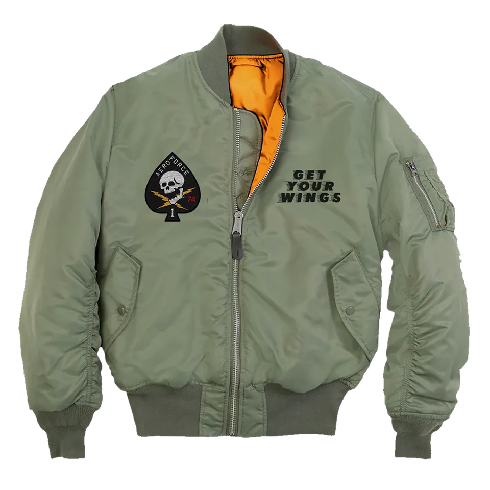 aerosmith-get-your-wings-bomberjacke-oliv-unisex-nylon image 1
