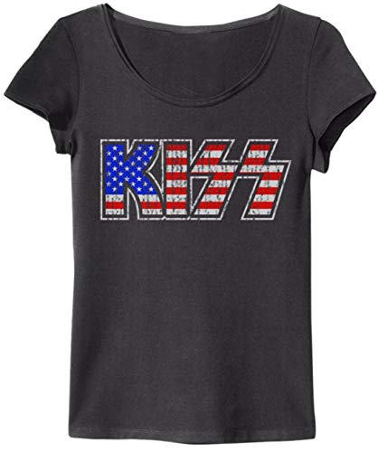 amplified-kiss-us-flag-logo-t-shirt-damen-crew-tee image 2