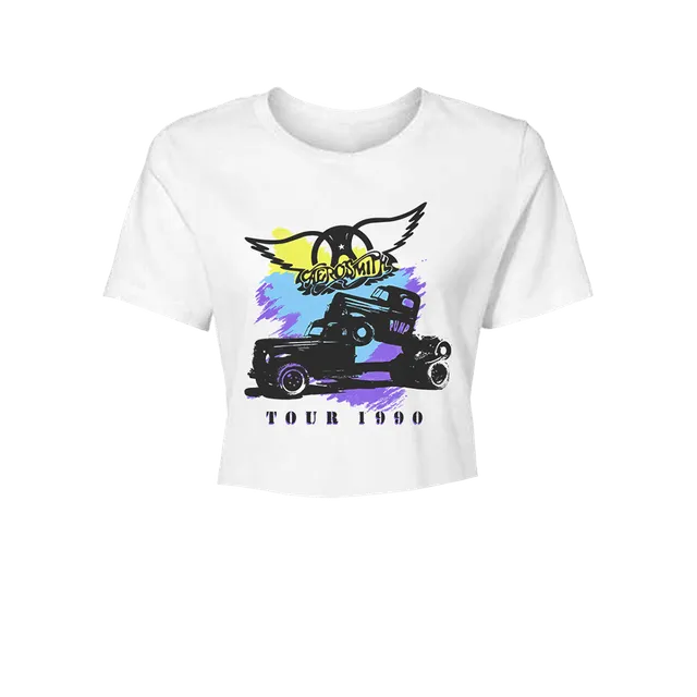 aerosmith-tour-1990-crop-t-shirt-wei-damen-baumwolle image 1