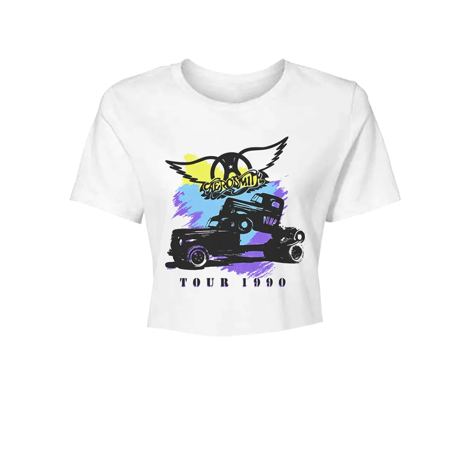 aerosmith-tour-1990-crop-t-shirt-wei-damen-baumwolle image 1