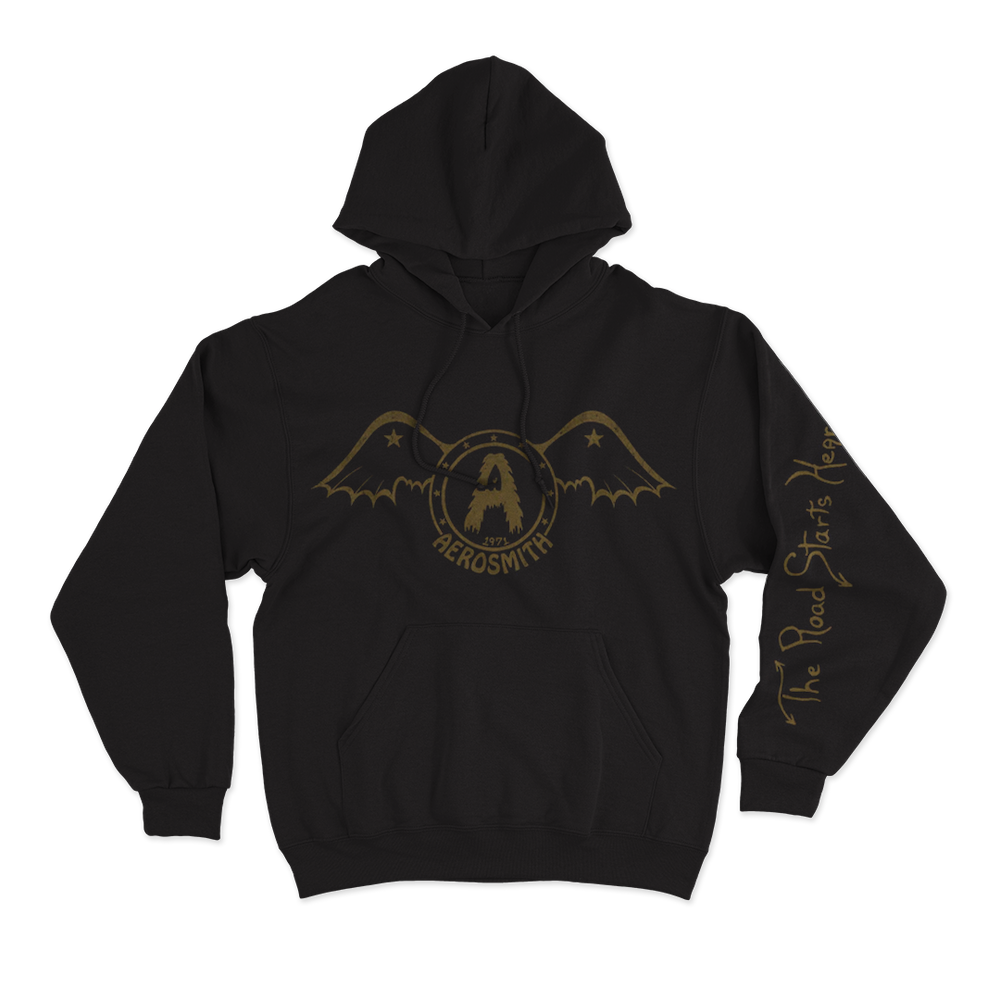 aerosmith-the-road-starts-hear-hoodie-schwarz-unisex image 1