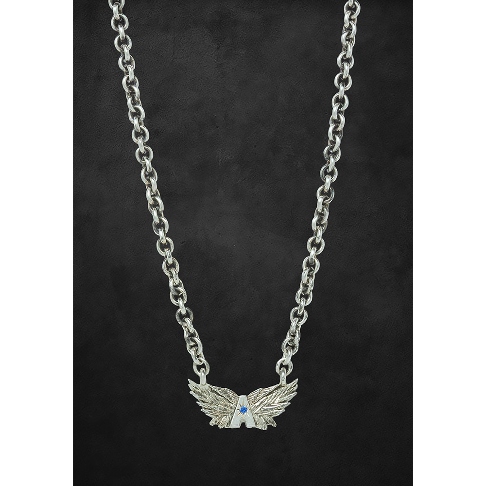 aerosmith-x-distefano-deuces-wings-halskette-herren-silber-saphir image 1