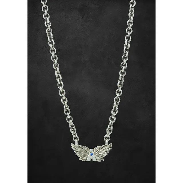 aerosmith-x-distefano-deuces-wings-halskette-herren-silber-saphir image 1