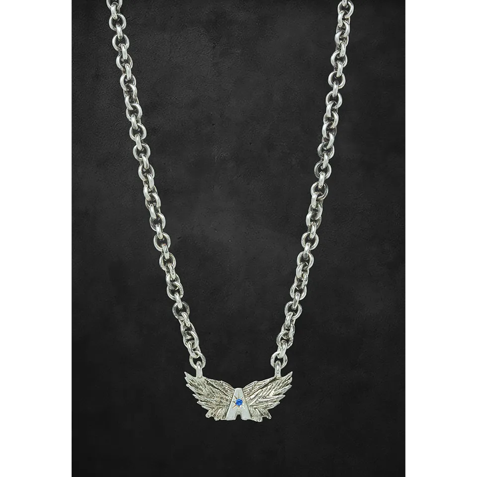 aerosmith-x-distefano-deuces-wings-halskette-herren-silber-saphir image 1