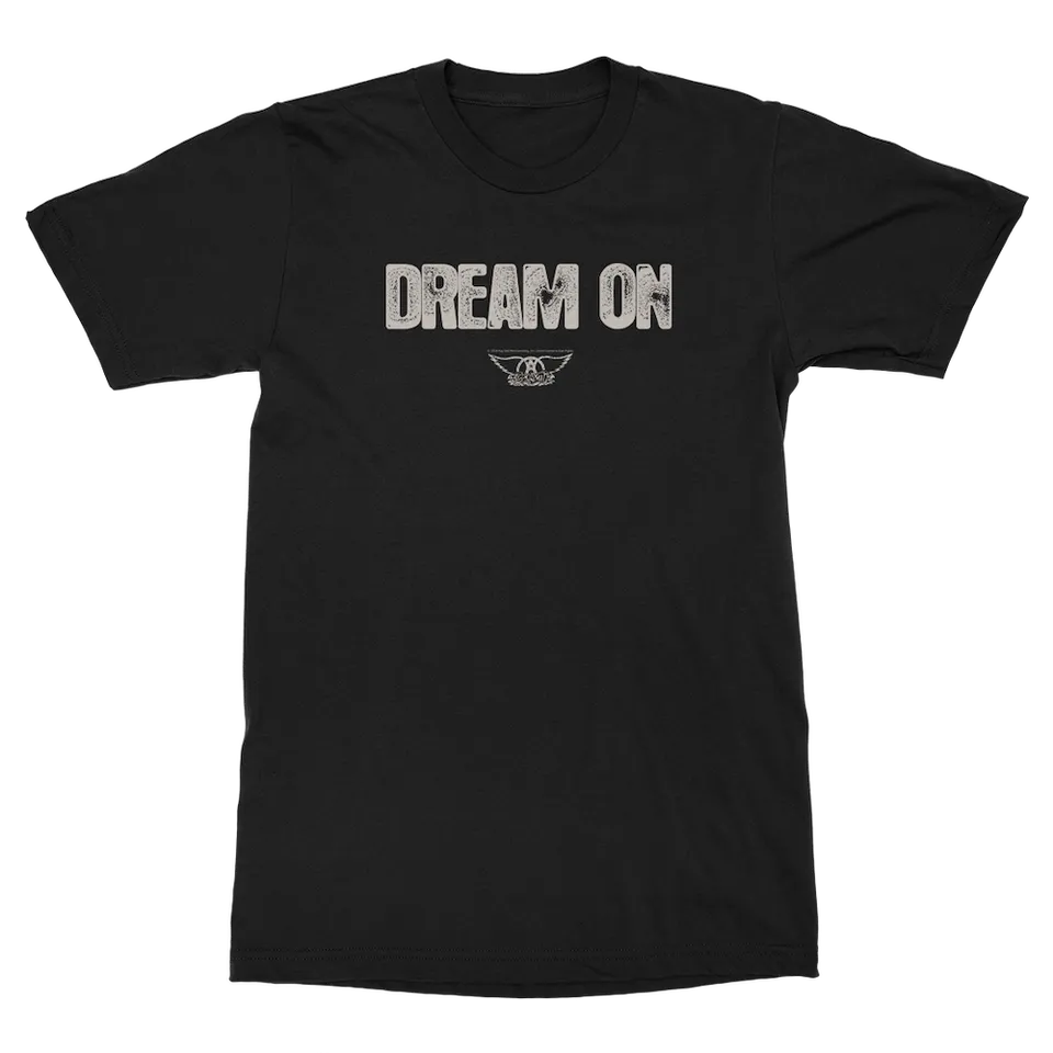 aerosmith-dream-on-lyric-t-shirt-schwarz-unisex-klassiker-print image 1