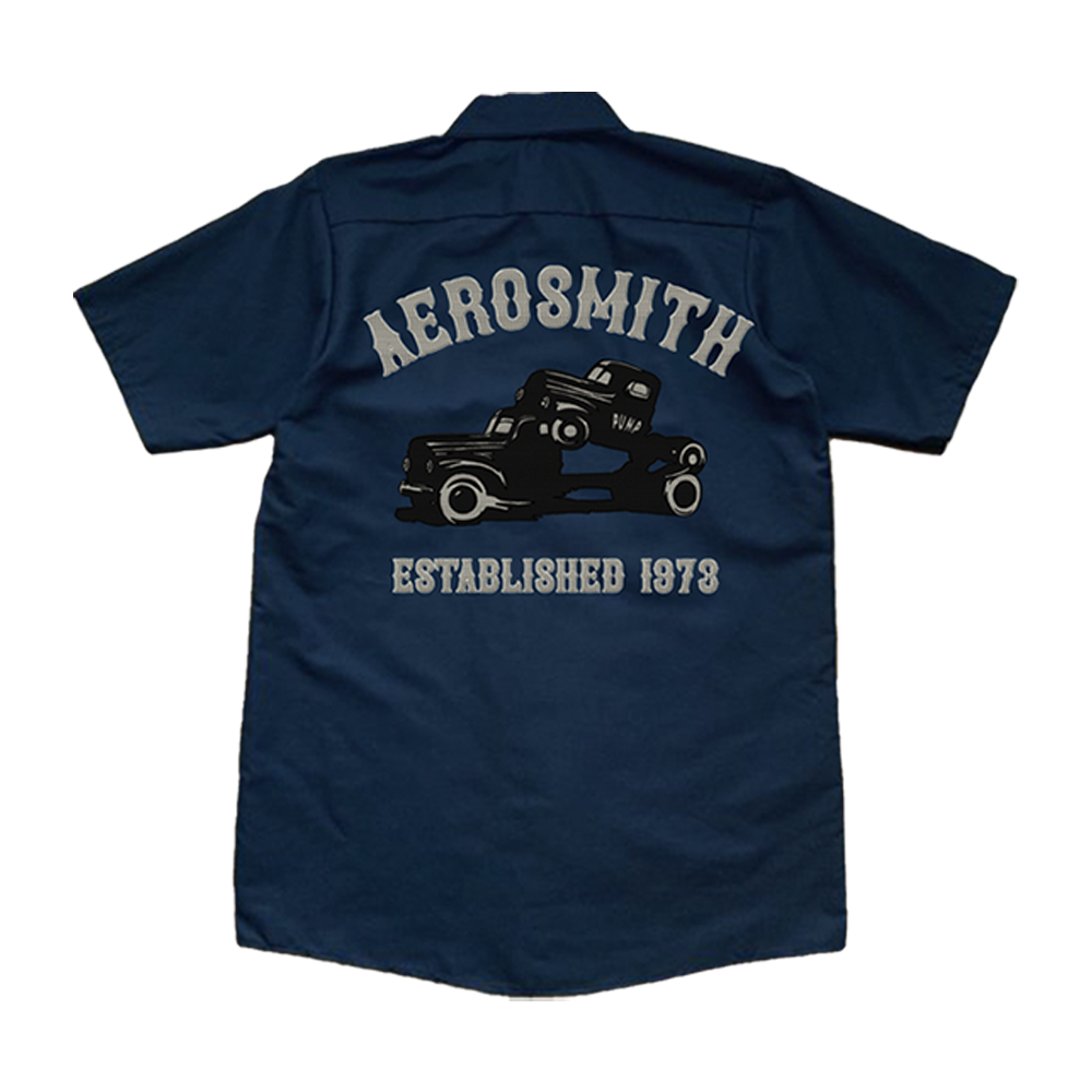 aerosmith-established-1973-work-shirt-blau-pump-trucks image 2