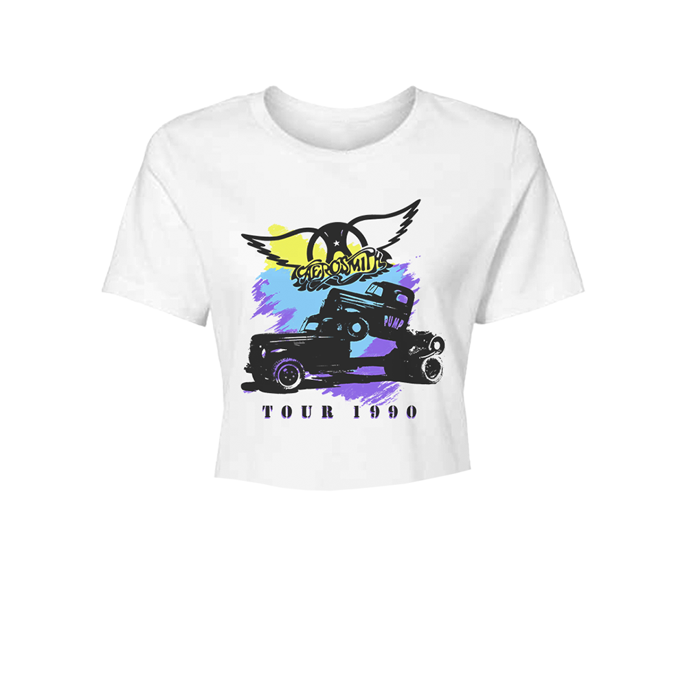 aerosmith-tour-1990-crop-t-shirt-wei-damen-baumwolle image 1