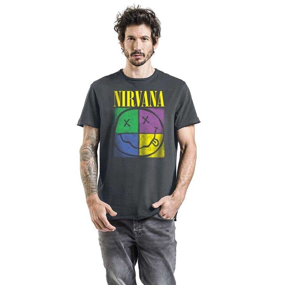 amplified-nirvana-four-square-smiley-t-shirt-charcoal image 3