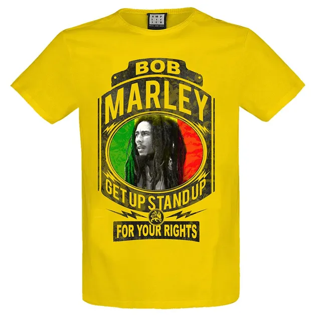 amplified-bob-marley-fight-rights-t-shirt-gelb-s image 1