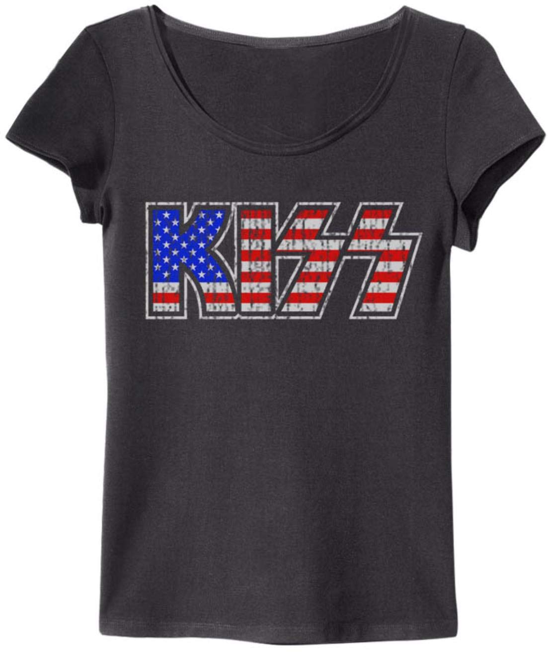 amplified-kiss-us-flag-logo-t-shirt-damen-crew-tee image 1