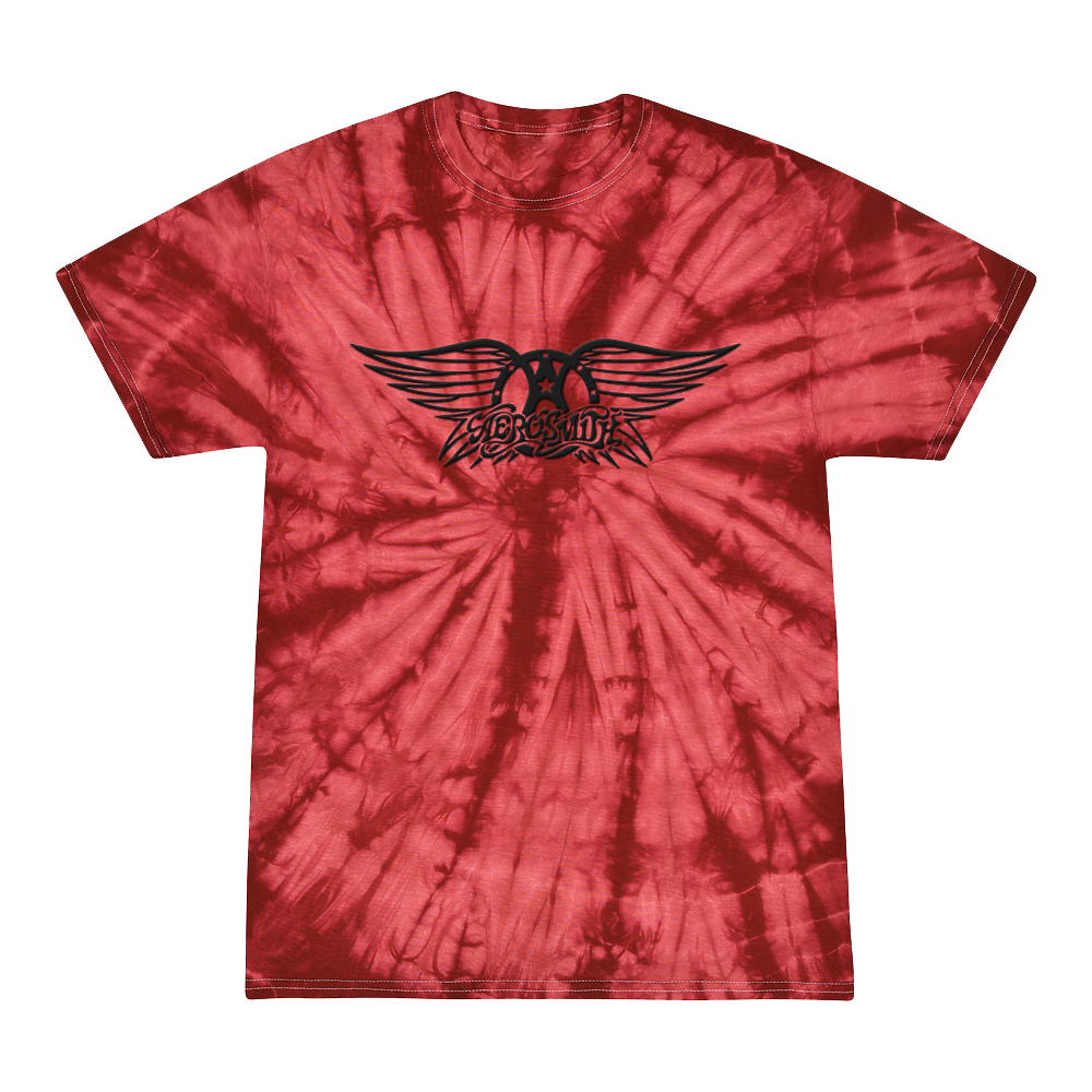 aerosmith-tie-dye-t-shirt-rot-schwarzes-logo-unisex image 1